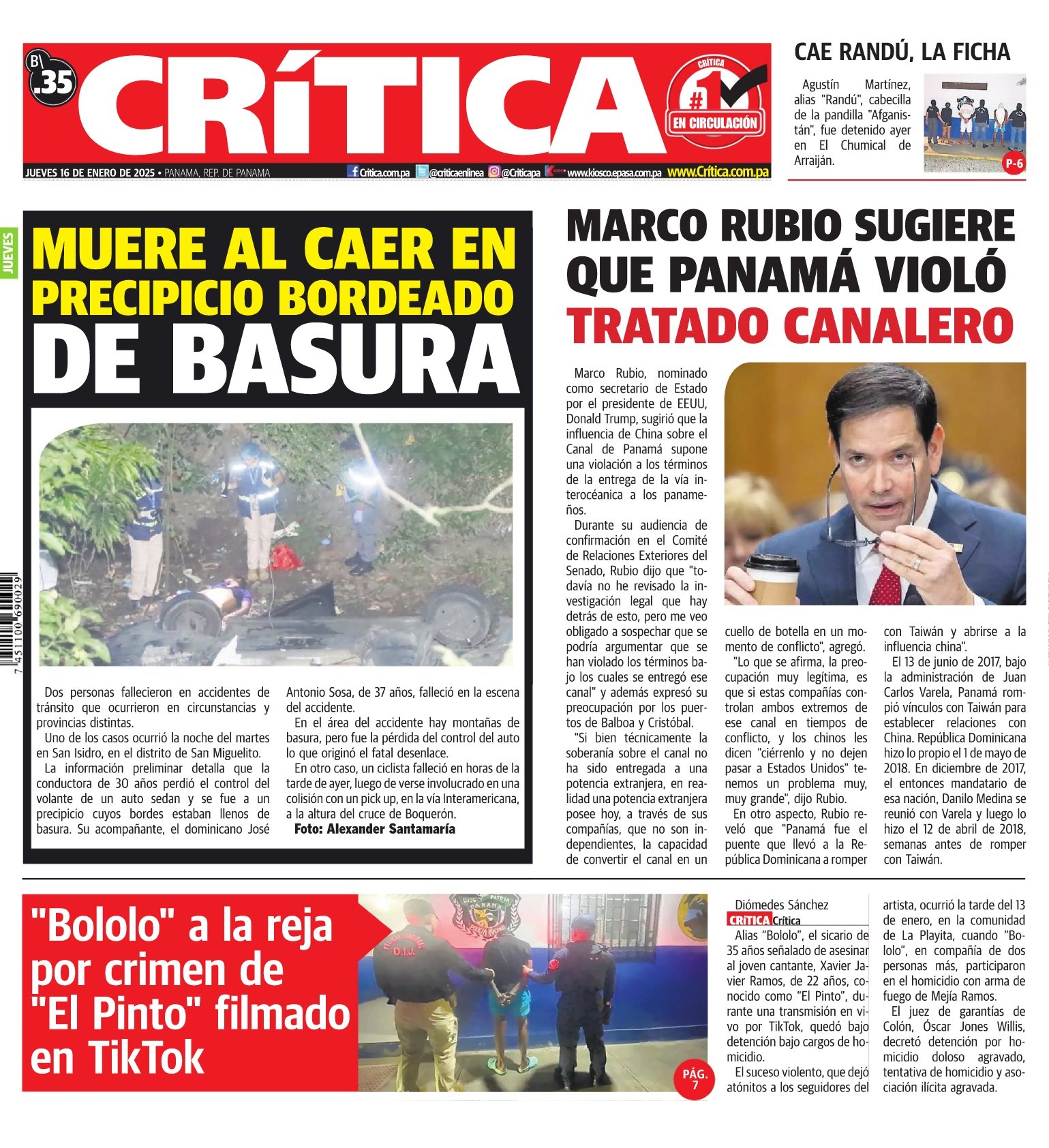 Portada Diario Crítica