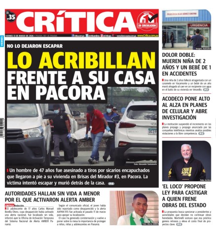 Portada Diario Crítica