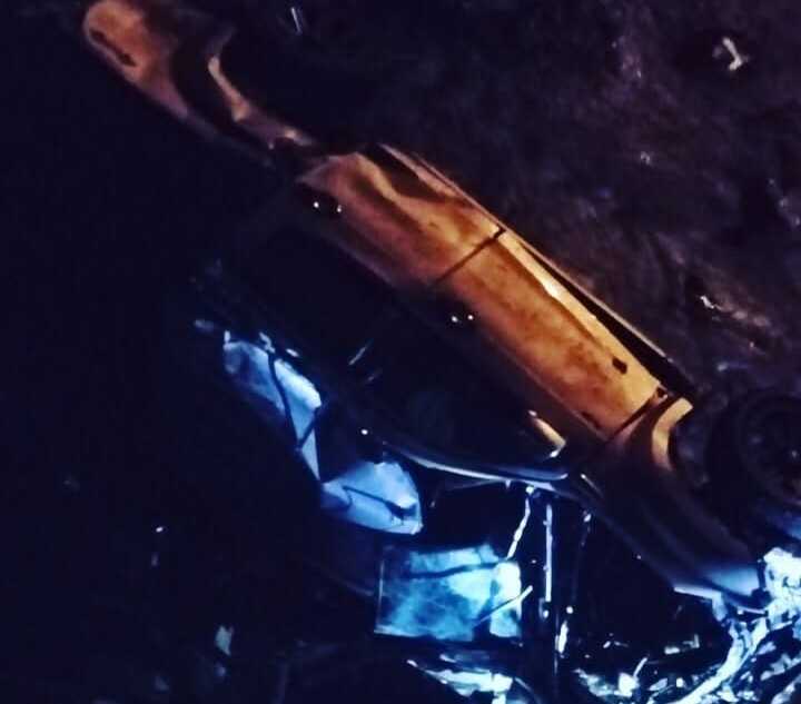 Escena del fatal accidente de tránsito ocurrido esta madrugada.