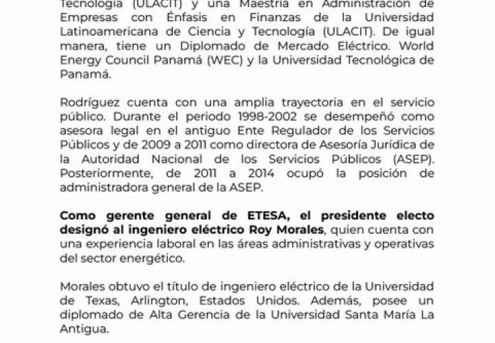 Mulino designa a encargados de ASEP, ETESA y Secretaría de Energía