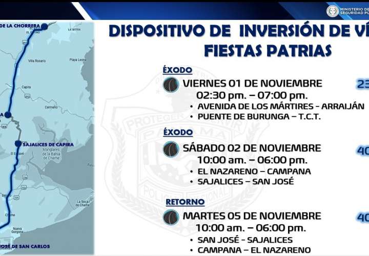 DNOT: Activarán operativo de inversión de carriles esta tarde