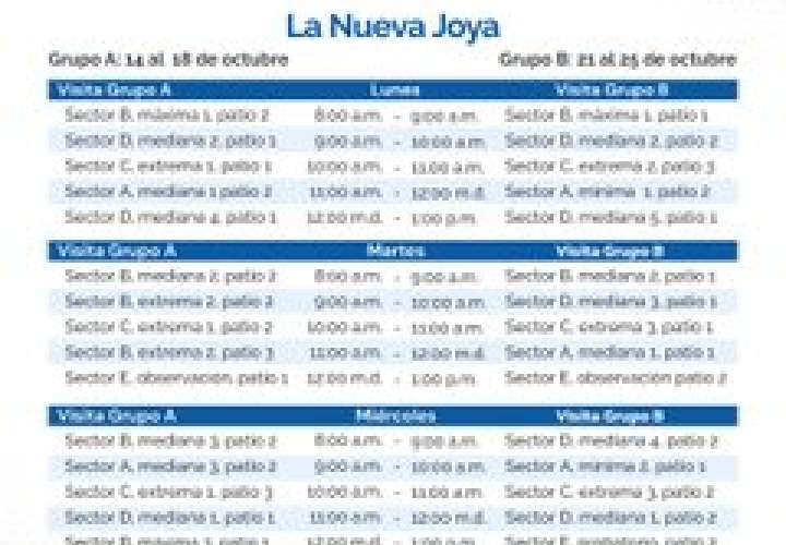 Programación de visitas en centros penitenciarios en noviembre