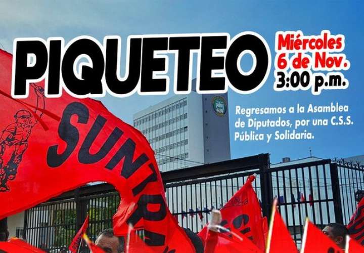 Piqueteo está tarde por miembros del Suntracs en la Asamblea Nacional.