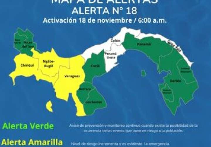 Mapa que muestra el estado de las alertas por provincias.