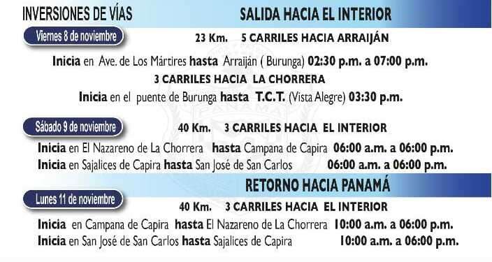 Plan de inversión de carriles.