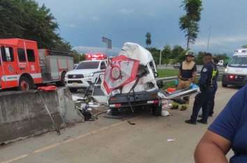 Escena del fatal accidente de tránsito.