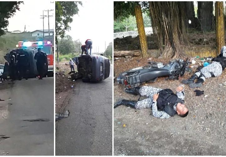 Los policias quedaron tirados bajo la sombra de un árbol 