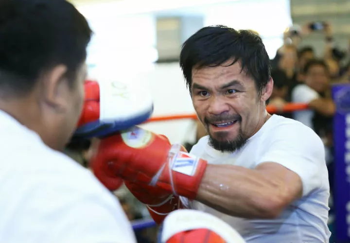 Manny Pacquiao durante la exhibición pública. 