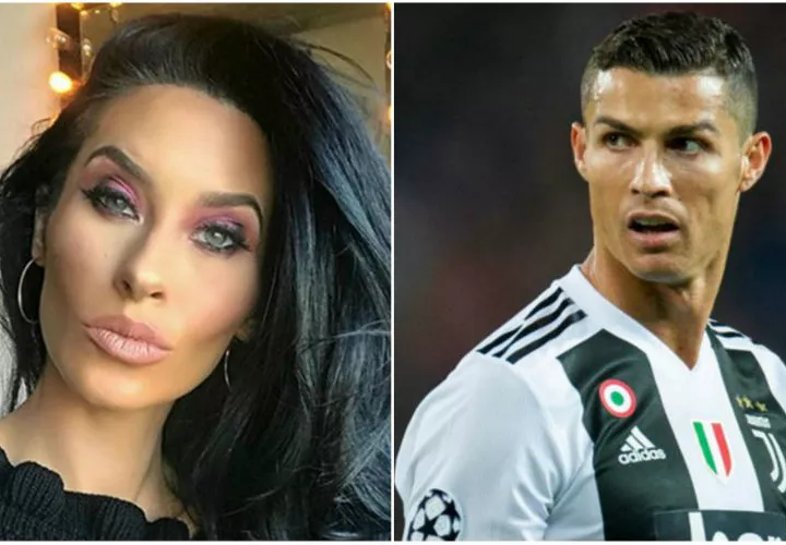 Jasmine Lennard (izq.) y Cristiano Ronaldo