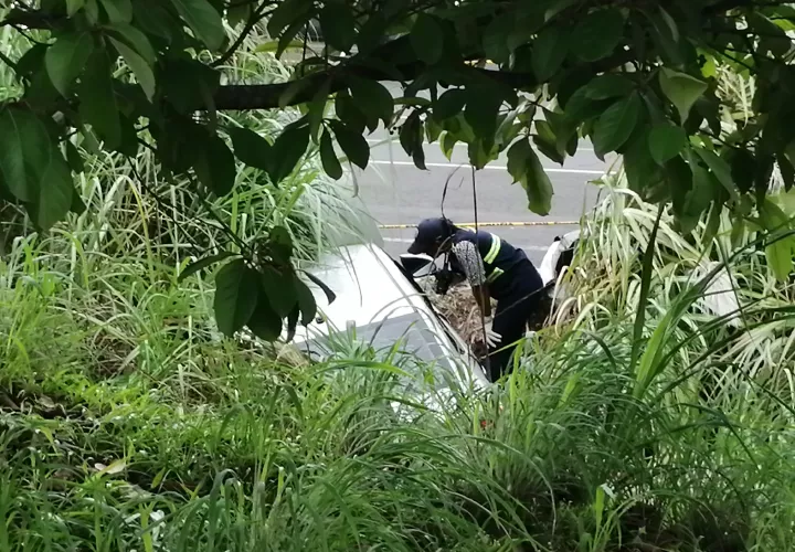 A consecuencia del choque el vehículo quedó metido en una cuneta en medio del herbazal.  Foto: Eric Montenegro