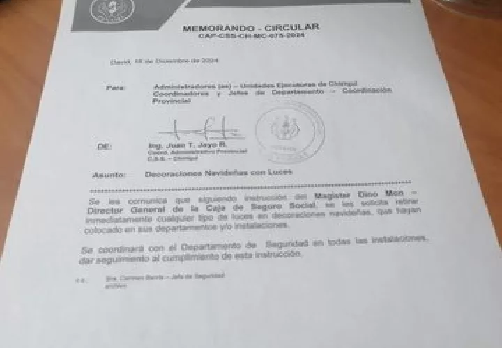 La circular que detonó las alarmas. 