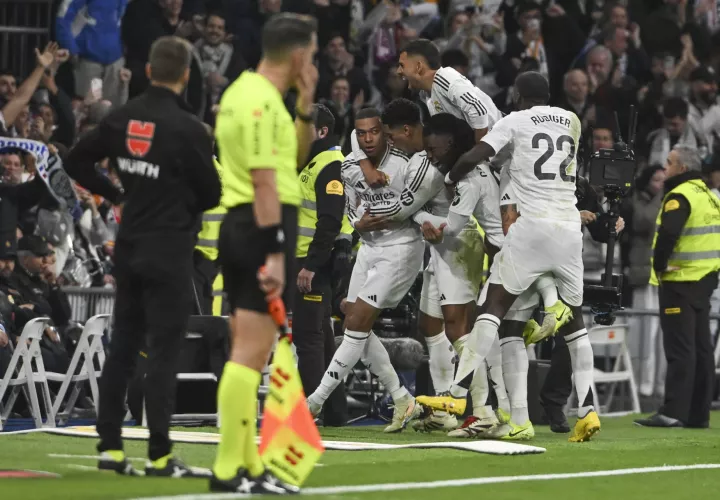 Festejo del gol de Kylian Mbappé. /Foto: EFE