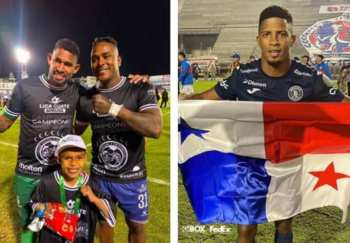 José Calderón y Harold Cummings (izq.), campeones con el Xelajú en Guatemala; y Jorge 'Puchulin' Serrano, campeón con el Motagua en Honduras.