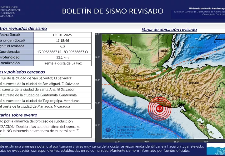 sismo, El Salvador, 6,3, playa La Costa del Sol, temor, se sintió, varios países